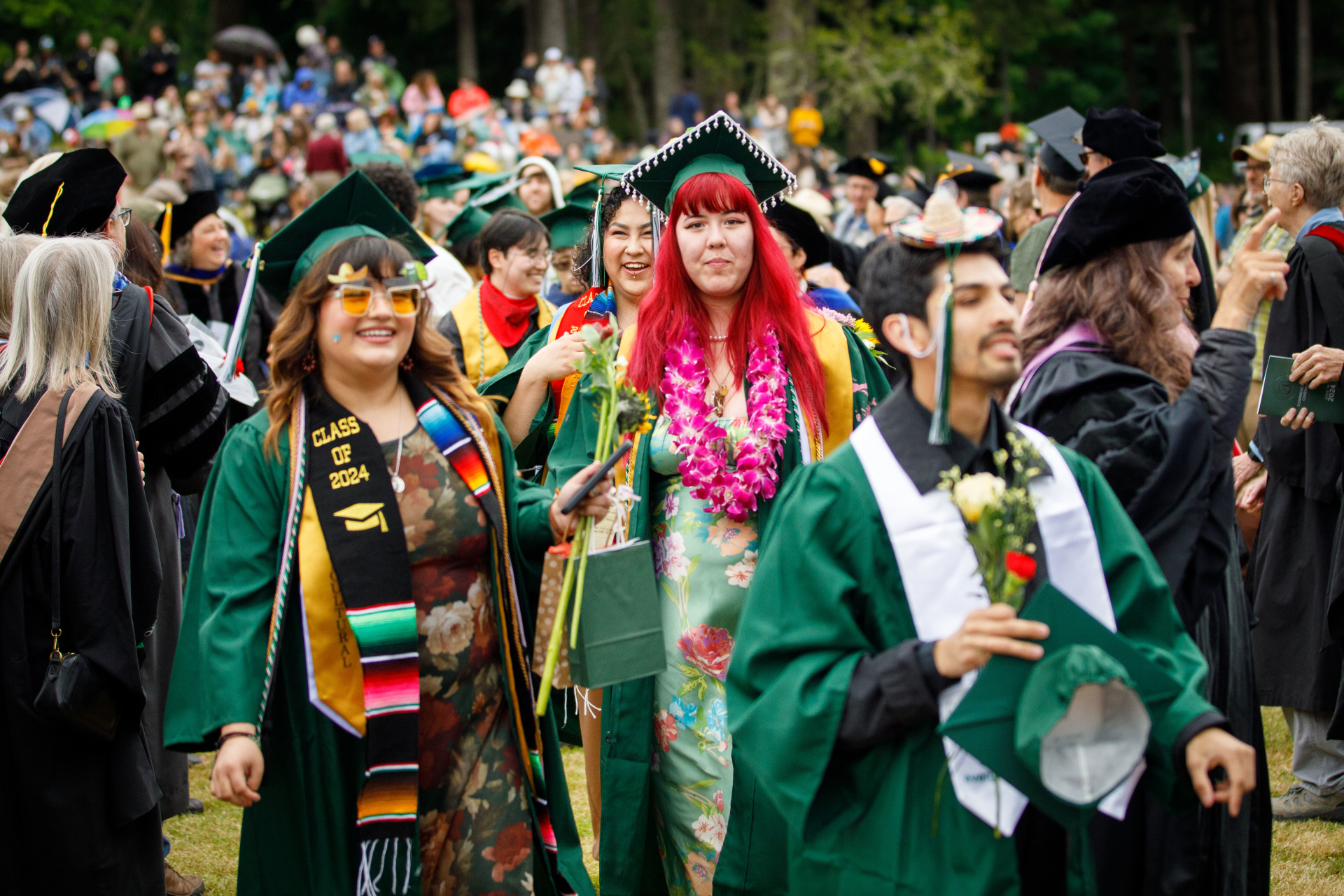 Students in regalia at commencement