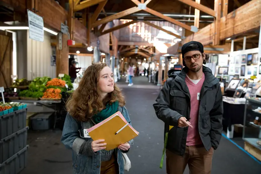 students at the olympia farmers market