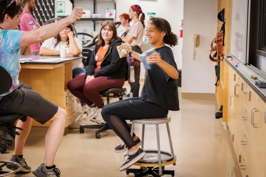 Student doing a physics lab