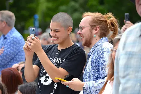 visitors on campus for commencement